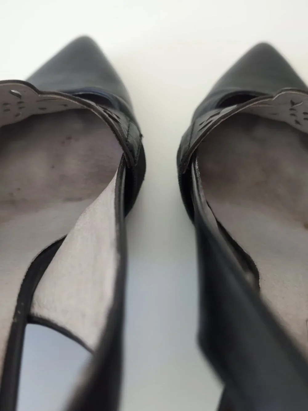 Fugitive by Francesco Rossi Black Leather Slingback Heels Size 38 - Picture 6 of 11